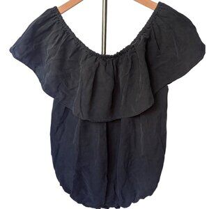 Unsubscribed Off-Shoulder Ruffle Blouse – Soft Black Size Small New With Tags